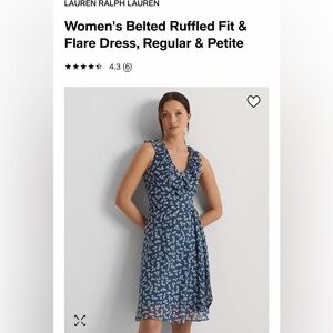 LAUREN RALPH LAUREN Women's Belted Ruffled Fit & Flare Dress